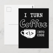 Programmeerkaart Coffee Joke Software Codeur Briefkaart (Voorkant / Achterkant)