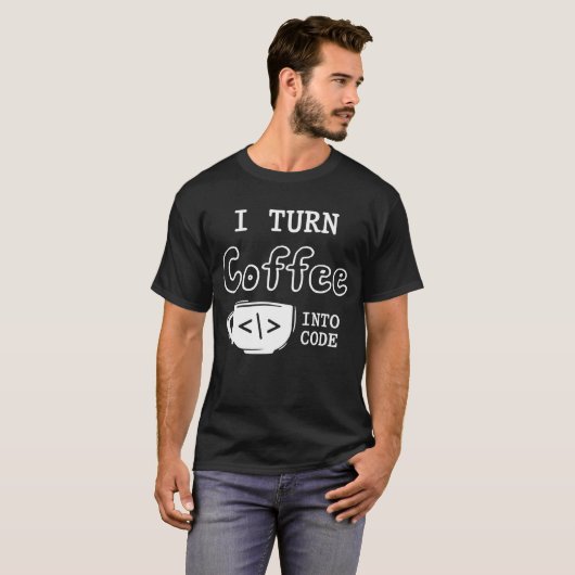 Programmeerkaart Coffee Joke Software Codeur T-shirt (Voorkant volledig)