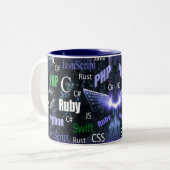 Programmeertalen Blauw patroon Tweekleurige Koffiemok (Voorkant links)