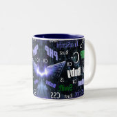 Programmeertalen Blauw patroon Tweekleurige Koffiemok (Voorkant rechts)