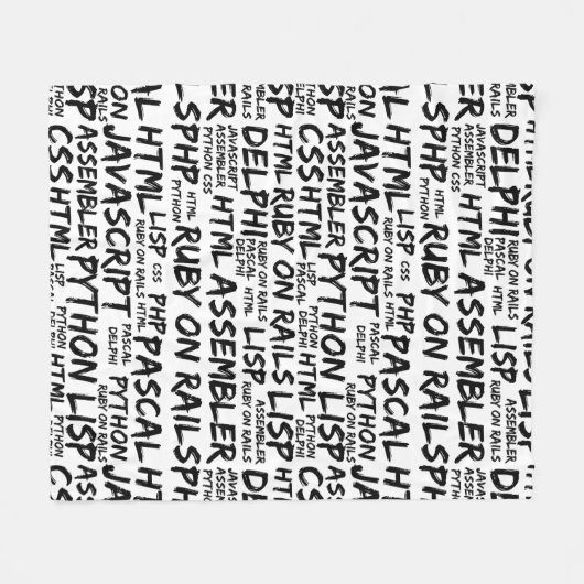 Programmeertalen, computertalen, code fleece deken (Voorkant (Horizontaal))