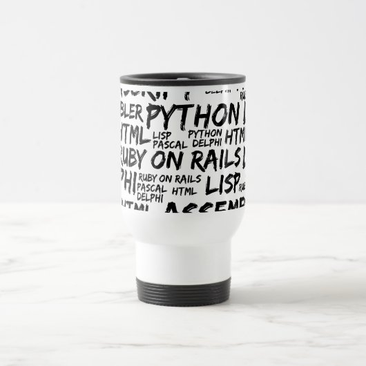 Programmeertalen, computertalen, code reisbeker (Center)