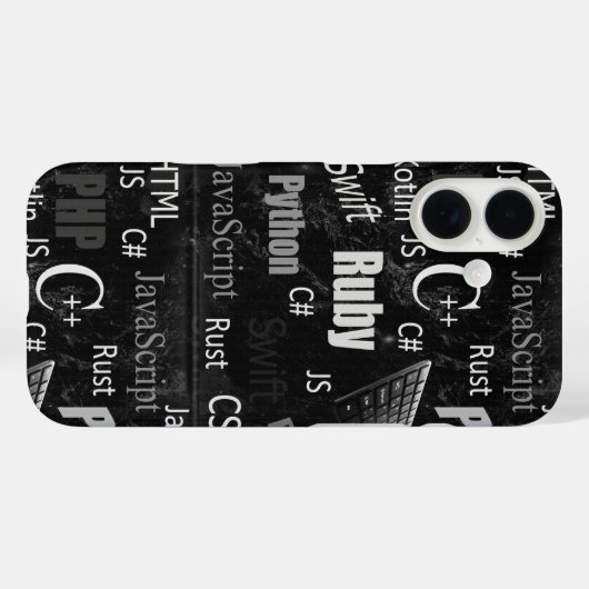 Programmeertalen zwart-wit Case-Mate iPhone case (Achterkant (horizontaal))