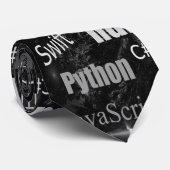 Programmeertalen Zwart Wit Patroon Stropdas (Opgerold)