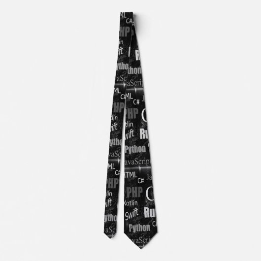 Programmeertalen Zwart Wit Patroon Stropdas (Achterkant)