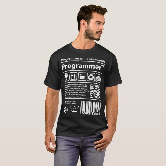 Programmer barcode devops developer scrum coding j t-shirt (Voorkant volledig)