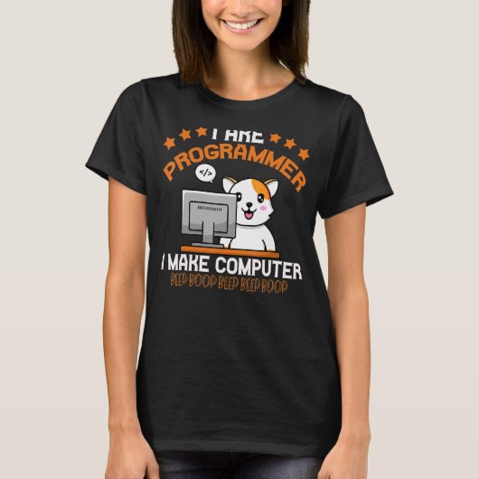 Programmer Cat Animal Coding Squad Engineer T-shirt (Voorkant)