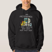 Programmer Cat Beep Boop Codering Hoodie (Voorkant)