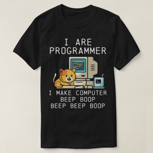 Programmer Cat Beep Boop Codering T-shirt (Design voorkant)