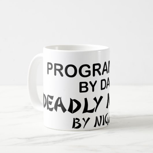 Programmer Deadly Ninja bij nacht Koffiemok (Voorkant links)