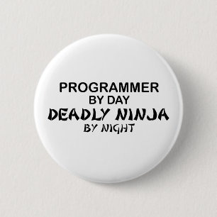 Programmer Deadly Ninja bij nacht Ronde Button 5,7 Cm