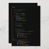 Programmer Developer Black Wedding Invitation Kaart (Voorkant / Achterkant)