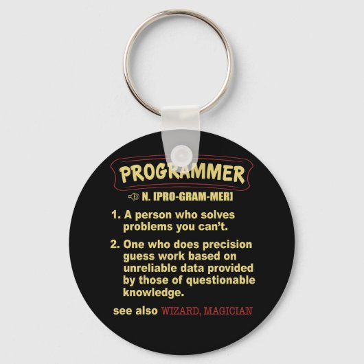 Programmer Funny Dictionary Definition T Shirt Sleutelhanger (Voorkant)