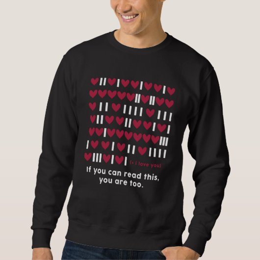 Programmer Geek Binary Code Heart Valentine Develo Trui (Voorkant)