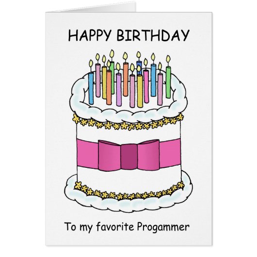Programmer Happy Birthday Cartoon Cake (Voorkant)