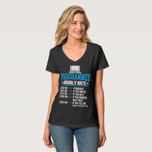Programmer Hourly betaal Computer Expert Codering T-shirt (Voorkant volledig)