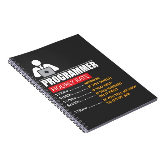 Programmer Hourly Rate - Funny Labor Rates Notitieboek (Rechterzijde)