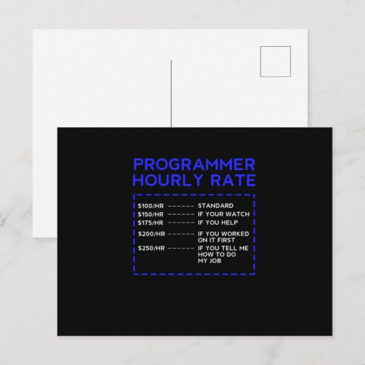 Programmer Hourly Rate Programming Codeur Gi Briefkaart (Voorkant / Achterkant)