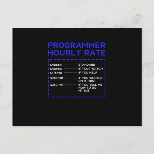 Programmer Hourly Rate Programming Codeur Gi Briefkaart (Voorkant)