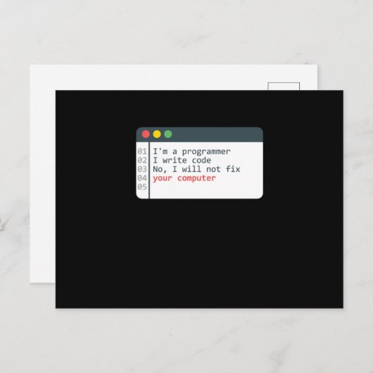 Programmer HTML Computer Coder Coding Programming  Briefkaart (Voorkant / Achterkant)