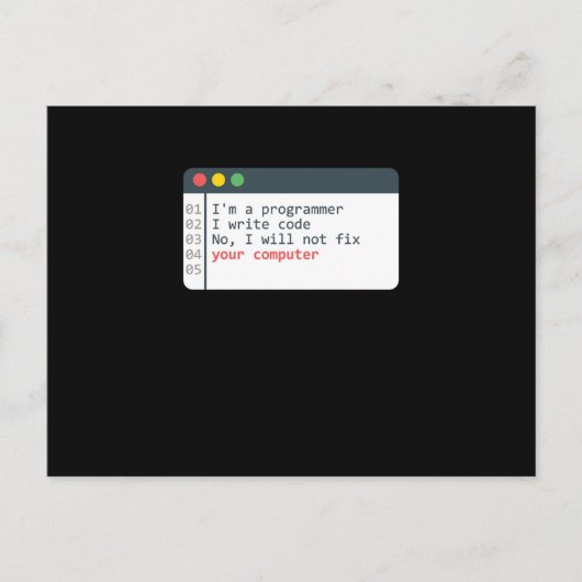 Programmer HTML Computer Coder Coding Programming  Briefkaart (Voorkant)