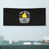 Programmer maakt software gratis spandoek (Beurs)
