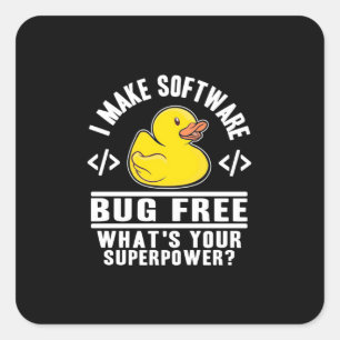Programmer maakt software gratis vierkante sticker