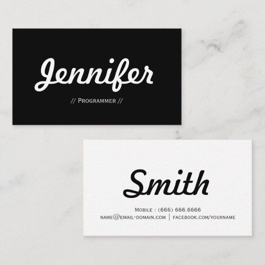 Programmer - Minimale eenvoudige samenvatting Visitekaartje (Voorkant / Achterkant)