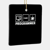 Programmer schrijft code en Drink koffie Keramisch Ornament (Rechts)