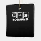 Programmer schrijft code en Drink koffie Keramisch Ornament (Links)