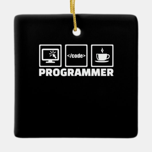 Programmer schrijft code en Drink koffie Keramisch Ornament (Voorkant)