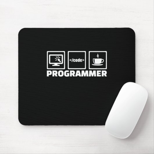 Programmer schrijft code en Drink koffie Muismat (Met muis)
