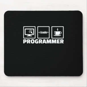 Programmer schrijft code en Drink koffie Muismat