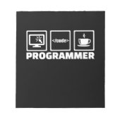 Programmer schrijft code en Drink koffie Notitieblok (Voorkant)