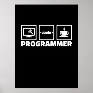 Programmer schrijft code en Drink koffie Poster