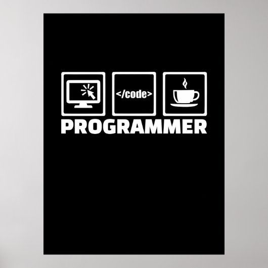 Programmer schrijft code en Drink koffie Poster (Voorkant)