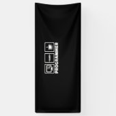 Programmer schrijft code en Drink koffie Spandoek (Verticaal)