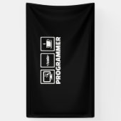 Programmer schrijft code en Drink koffie Spandoek (Verticaal)