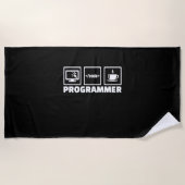 Programmer schrijft code en Drink koffie Strandlaken (Voorkant)