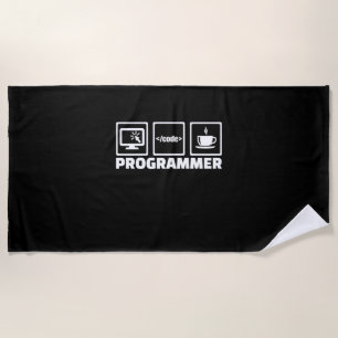 Programmer schrijft code en Drink koffie Strandlaken