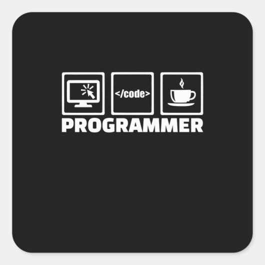 Programmer schrijft code en Drink koffie Vierkante Sticker (Voorkant)
