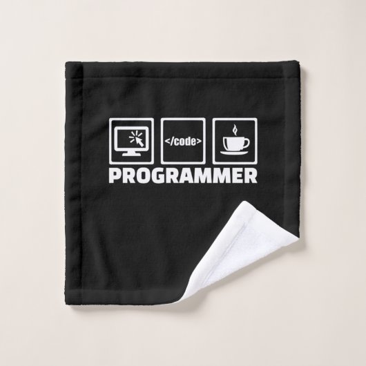 Programmer schrijft code en Drink koffie Washandje (Wasdoekje)