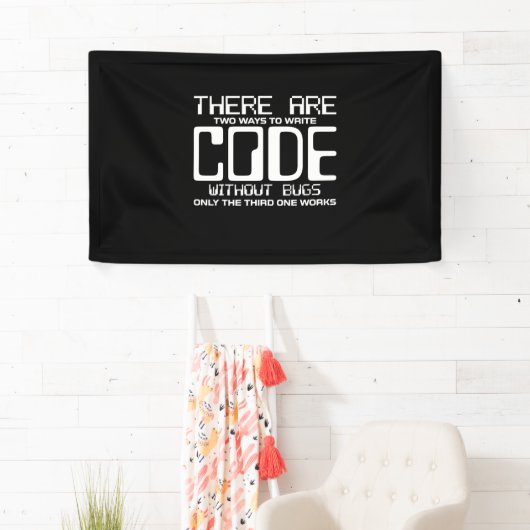 Programmer schrijft Code zonder bugs Spandoek (Insitu)