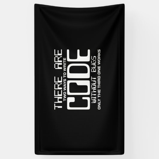 Programmer schrijft Code zonder bugs Spandoek (Verticaal)