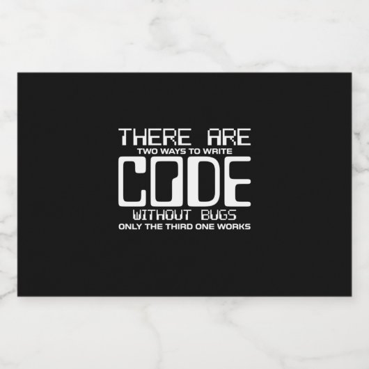 Programmer schrijft Code zonder bugs Sparkling Wijnetiket (Enkel label)