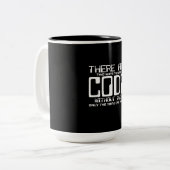 Programmer schrijft Code zonder bugs Tweekleurige Koffiemok (Voorkant links)