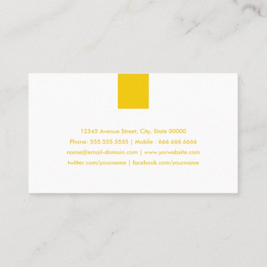 Programmer - Simple Amber Yellow Visitekaartje (Achterkant)