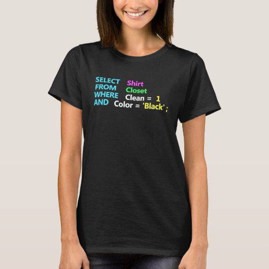 Programmer SQL Quest Geek Database Codering T-shirt (Voorkant)