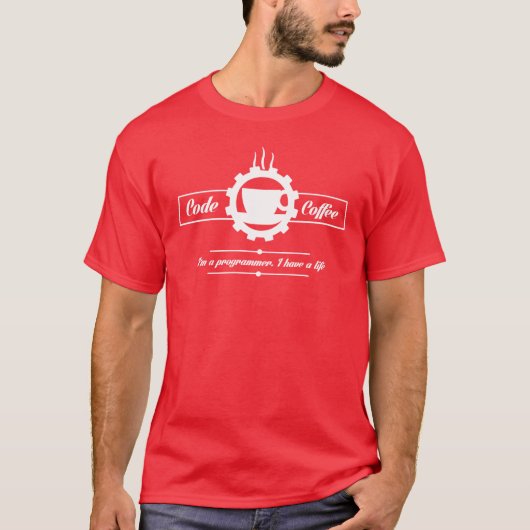 programmer t-shirt: code en koffie t-shirt (Voorkant)