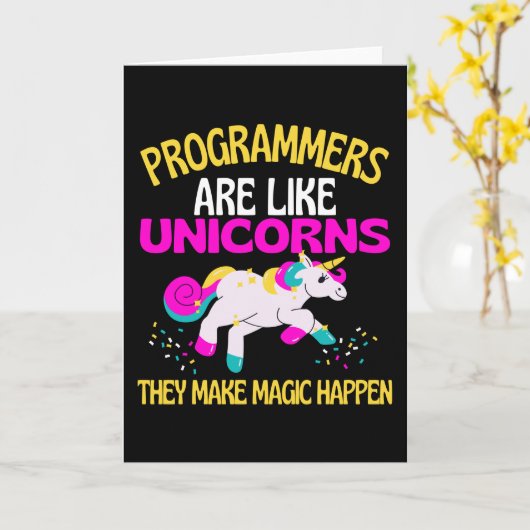 Programmer Unicorn , Magical Unicorn Programmers Kaart (Gele Bloem)